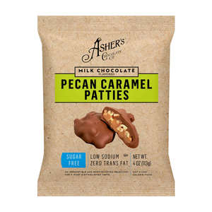 Asher's Chocolate - Sugar Free Candy - Milk Chocolate Pecan Caramel Patties - 4oz