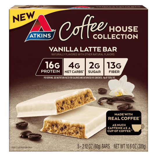 Atkins - Meal Bars- Coffee House Collection Vanilla Latte - 5 Bars