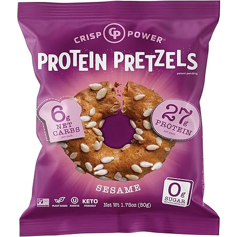 Crisp Power High Protein Pretzel Crisps - Sesame - 50g