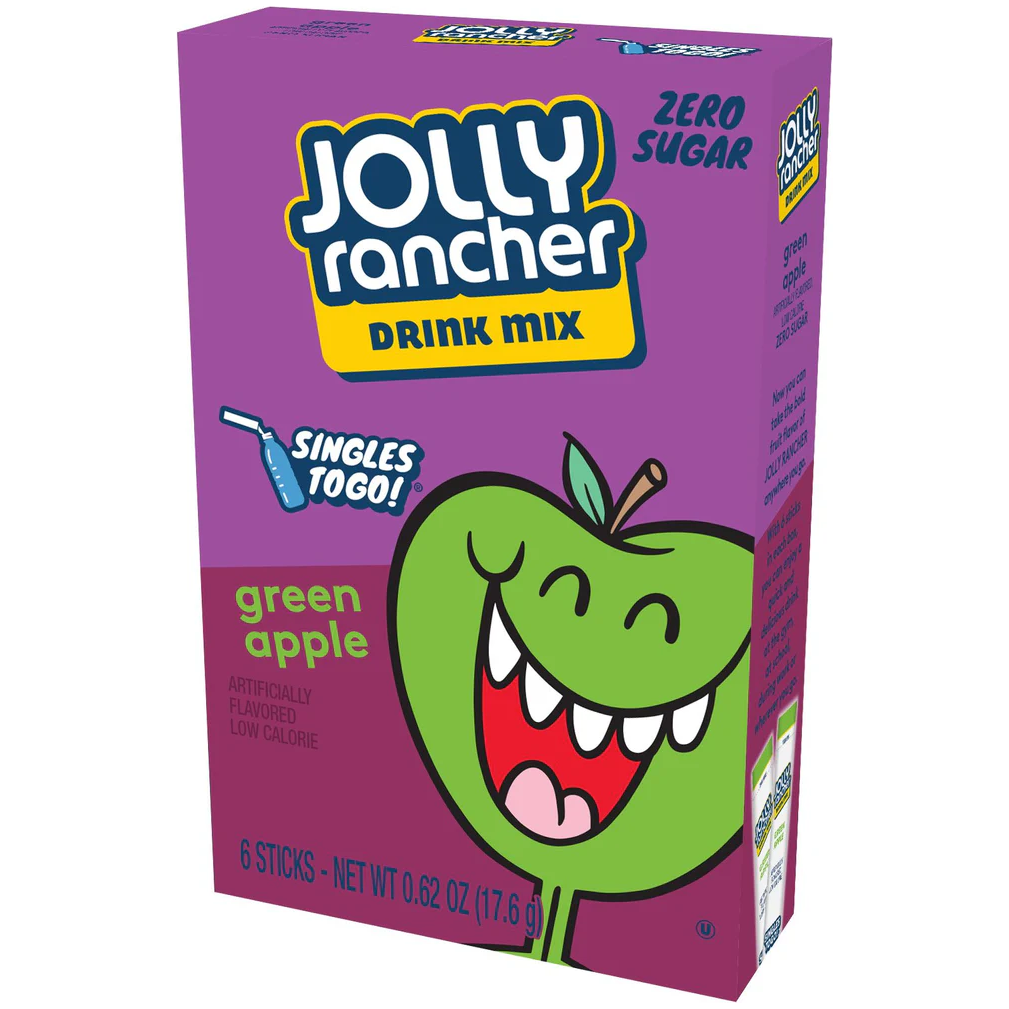 Jolly Rancher Zero Sugar Singles-to-Go - Green Apple - 6 sticks