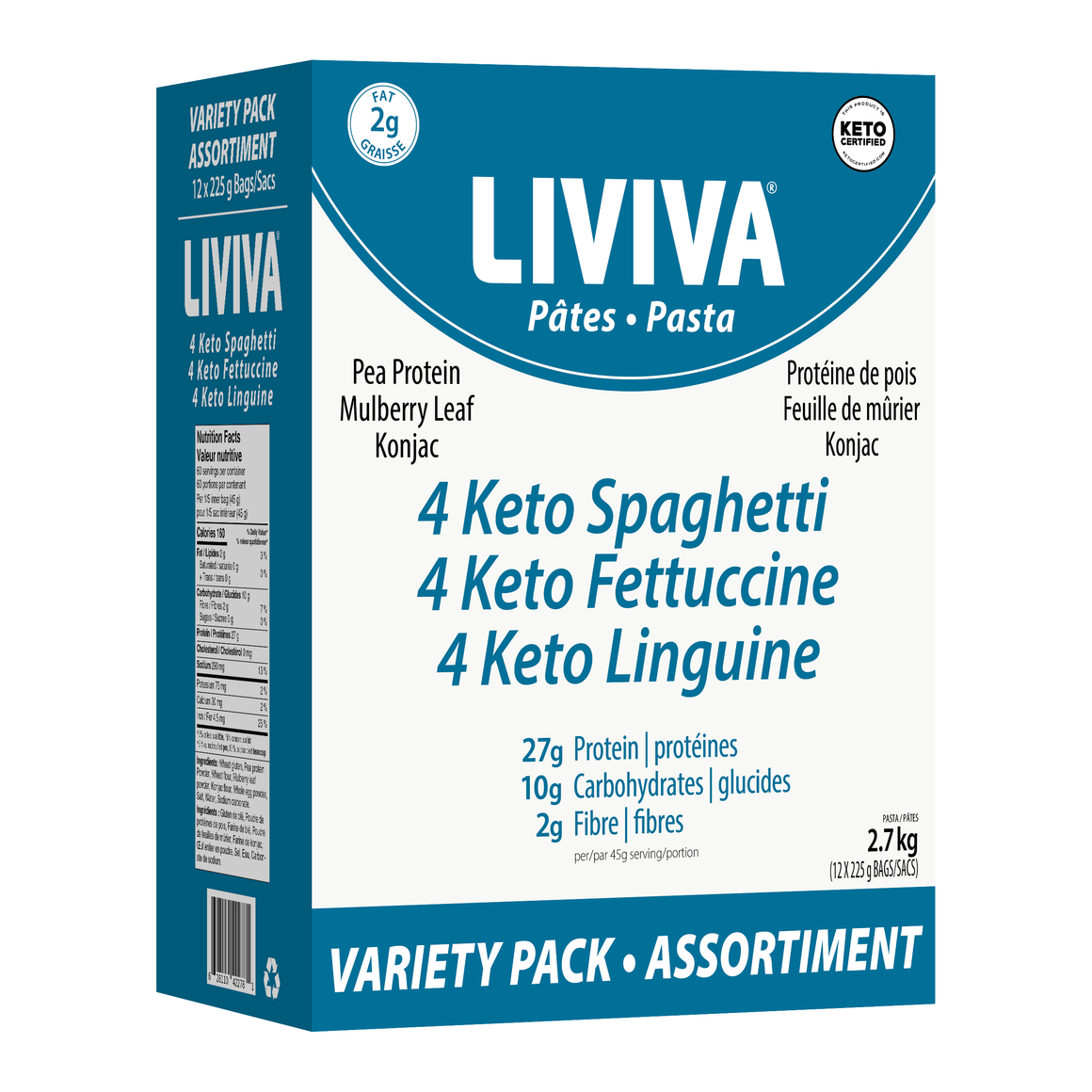 Liviva - Low Carb Keto Pasta - Variety Value Pack of 12