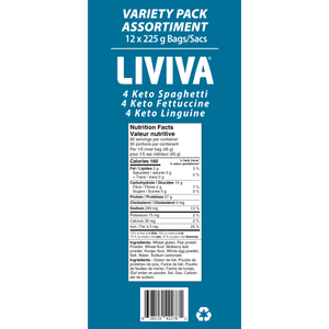 Liviva - Low Carb Keto Pasta - Variety Value Pack of 12