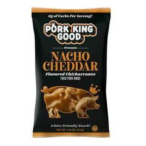 *(Surstock à consommer de préférence avant le 8 août 23) Pork King Good - Couennes de porc frites - Nacho Cheddar - Sac de 1,75 oz