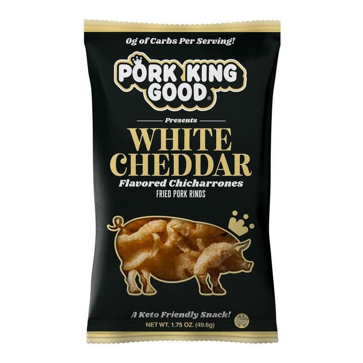 *(Best Before 10 Dec, 24) Pork King Good - Fried Pork Rinds - White Cheddar - 1.75 oz bag