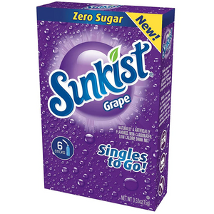 Sunkist Zero Sugar Singles-to-Go - Grape - 6 sticks