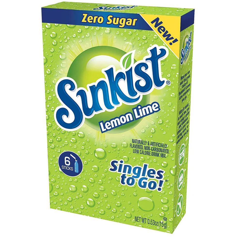 Sunkist Zero Sugar Singles-to-Go - Lemon Lime - 6 sticks