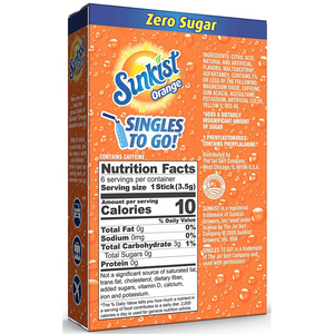 Sunkist Zero Sugar Singles-to-Go - Orange - 6 sticks