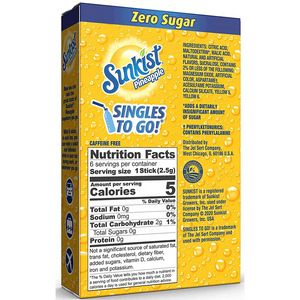 Sunkist Zero Sugar Singles-to-Go - Pineapple - 6 sticks