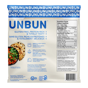 Unbun - Bread - Gluten Free Naan Flatbread - 240g