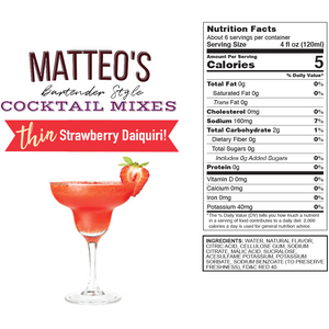 Matteo's - Sirop de cocktail sans sucre - Daiquiri aux fraises - 750mL